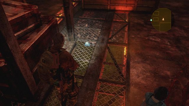 W miejscu, gdzie toczy się walka z trzema falami przeciwników, na drugim poziomie - Metamorfoza - Barry | Emblematy wieży | Resident Evil Revelations 2 - Resident Evil: Revelations 2 - Kolonia Karna - poradnik do gry