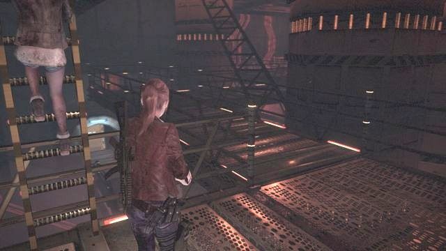 Po zejściu z drabiny uważaj, gdyż chwilę później natkniesz się na pierwszego wroga. - Ucieknij z pomnika | Metamorfoza - Claire | Resident Evil Revelations 2 - Resident Evil: Revelations 2 - Kolonia Karna - poradnik do gry
