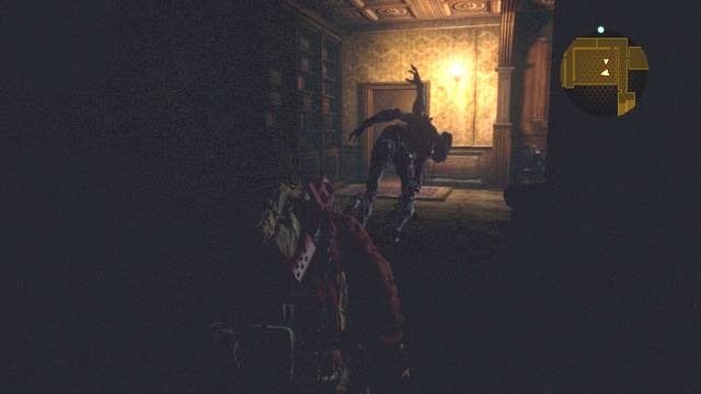 Na górze możesz bez problemu zajść przeciwnika od tyłu. - Znajdź Alex - c.d, po zdobyciu Klucza z emblematem | Metamorfoza - Barry - Resident Evil: Revelations 2 - Kolonia Karna - poradnik do gry