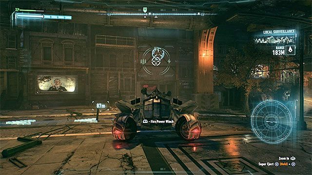 Punkt 3: Strażak Lozar - Dotarcie do więzionego strażaka nie jest łatwą sprawą, albowiem bandyci przebywają wewnątrz budynku - Służba (The Line of Duty) | Poszukiwani przestępcy w Batman Arkham Knight - Batman Arkham Knight - poradnik do gry