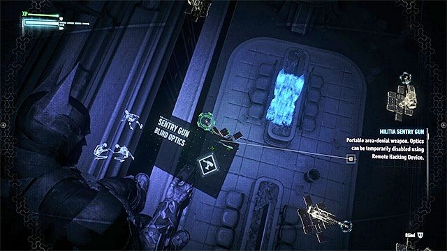 Punkt 3: Strażak Richardson - Musisz zachować odpowiednie środki ostrożności, albowiem w okolicy znajduje się dużo wieżyczek obronnych - Służba (The Line of Duty) | Poszukiwani przestępcy w Batman Arkham Knight - Batman Arkham Knight - poradnik do gry