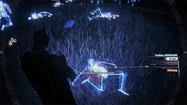 Zlokalizuj nieprzytomnego dowódcę i przeszukaj go - Czwarta próba Człowieka-Zagadki | Zemsta Człowieka-Zagadki - Batman Arkham Knight - poradnik do gry