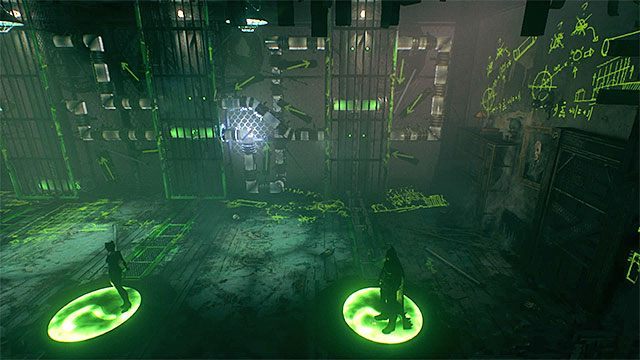 Przejdź Batmanem na prawą płytę naciskową i dołącz po pewnym czasie do niego Kobietą-Kotem - Szósta próba Człowieka-Zagadki | Zemsta Człowieka-Zagadki | Batman Arkham Knight - Batman Arkham Knight - poradnik do gry