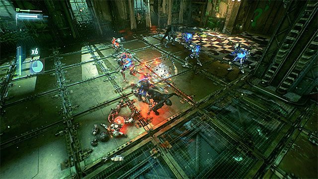 Pamiętaj o atakowaniu wrogów przyporządkowanych dla sterowanego aktualnie bohatera - Ósma próba Człowieka-Zagadki | Zemsta Człowieka-Zagadki | Batman Arkham Knight - Batman Arkham Knight - poradnik do gry