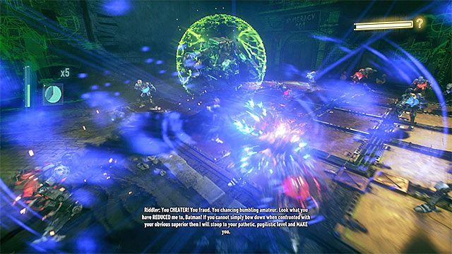 Trzymaj się z dala od maszyny Człowieka-Zagadki i atakuj jego pomocników - Dziesiąta próba Człowieka-Zagadki | Zemsta Człowieka-Zagadki - Batman Arkham Knight - poradnik do gry