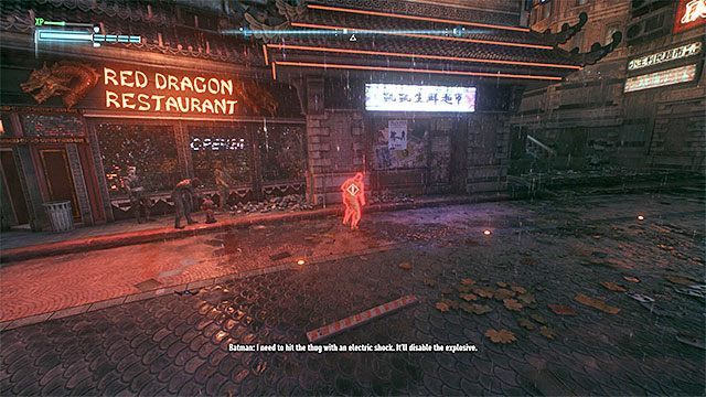 Zdalnie sterowany batarang pozwoli ci zlokalizować przeciwnika z bombą - Awanturnicy z bombami na wyspie Bleake Island | Wyspa Bleake Island - Batman Arkham Knight - poradnik do gry