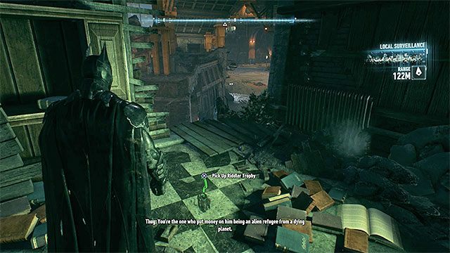 Sprawdź budynek przy wodzie - Trofea Człowieka-Zagadki na wyspie Founders Island (1-16) | Wyspa Founders Island - Batman Arkham Knight - poradnik do gry
