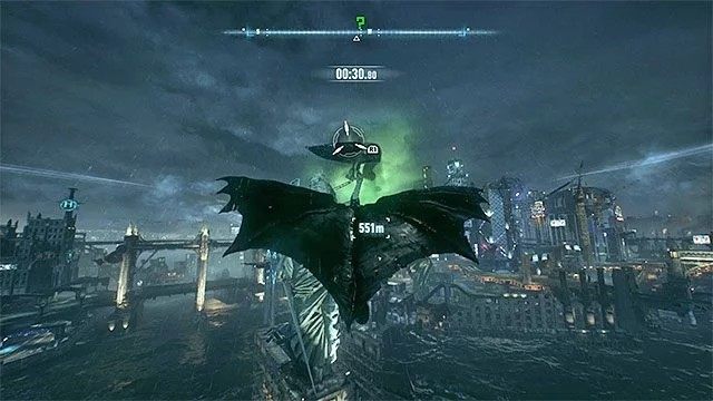Wyrzutni haków użyj m.in. na posągu Pani Gotham - Trofea Człowieka-Zagadki na wyspie Founders Island (17-33) | Wyspa Founders Island - Batman Arkham Knight - poradnik do gry