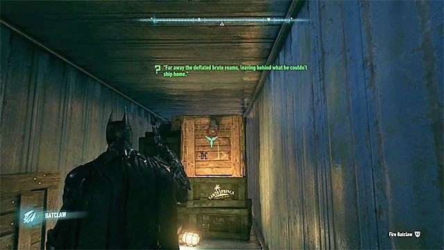 Użyj pazura na skrzyni i dopiero wtedy wykonaj skan - Zagadki słowne na wyspie Founders Island | Wyspa Founders Island - Batman Arkham Knight - poradnik do gry