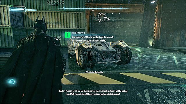 Zeskanuj batmobil (w dowolnym miejscu świata gry) - Zagadki słowne na wyspie Founders Island | Wyspa Founders Island - Batman Arkham Knight - poradnik do gry