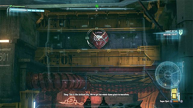 Przykładowy obiekt do zniszczenia - używaj głównego działka batmobilu - Obiekty nadające się do zniszczenia na wyspie Founders Island | Wyspa Founders Island - Batman Arkham Knight - poradnik do gry