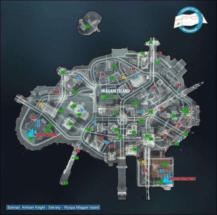 1 - Mapa - wyspa Miagani Island | Wyspa Miagani Island | Batman Arkham Knight - Batman Arkham Knight - poradnik do gry