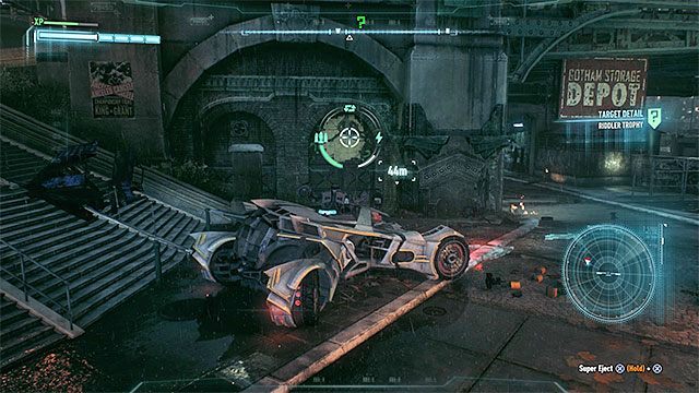 Ściana, na której musisz użyć działka batmobilu - Trofea Człowieka-Zagadki na wyspie Miagani Island (1-19) | Wyspa Miagani Island - Batman Arkham Knight - poradnik do gry