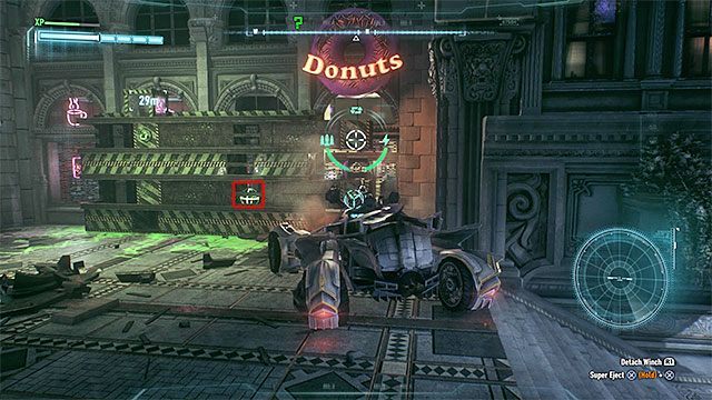 Złap się teraz z pomocą wyciągarki prawego interaktywnego zaczepu - Trofea Człowieka-Zagadki na wyspie Miagani Island (1-19) | Wyspa Miagani Island - Batman Arkham Knight - poradnik do gry