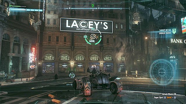 Osłabiona ściana zostanie odsłonięta dopiero po użyciu wyciągarki - Trofea Człowieka-Zagadki na wyspie Miagani Island (1-19) | Wyspa Miagani Island - Batman Arkham Knight - poradnik do gry