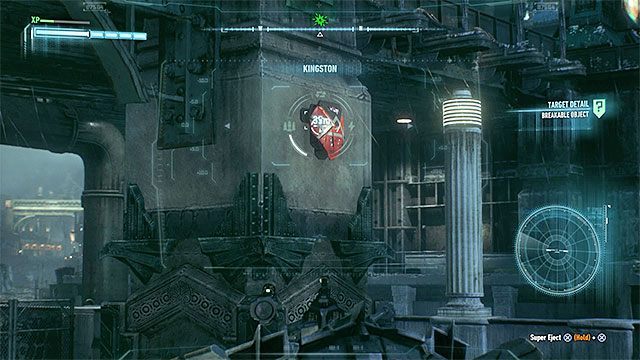 Przykładowy obiekt do zniszczenia - używaj głównego działka batmobilu - Obiekty nadające się do zniszczenia na wyspie Miagani Island | Wyspa Miagani Island - Batman Arkham Knight - poradnik do gry