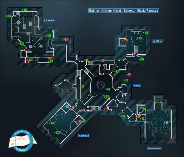 1 - Mapa - studia Panessa | Sekrety - Studia Panessa | Batman Arkham Knight - Batman Arkham Knight - poradnik do gry