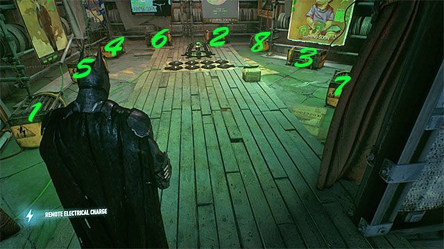 Wymagane gadżety: impuls elektryczny - Trofea Człowieka-Zagadki w studiu filmowym Panessa (1-10) | Sekrety - Studia Panessa - Batman Arkham Knight - poradnik do gry