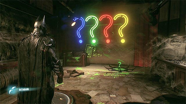 Prawidłowa kombinacja kolorów pytajników - Trofea Człowieka-Zagadki w studiu filmowym Panessa (1-10) | Sekrety - Studia Panessa - Batman Arkham Knight - poradnik do gry
