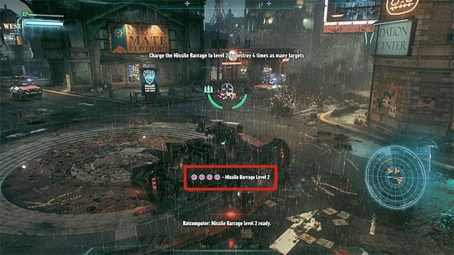 Gra zawsze wyświetla na ekranie informację gdy ogień zaporowy jest gotowy do użycia - Przeprowadzenie diagnostyki trybu bojowego batmobilu | Główny wątek fabularny - Batman Arkham Knight - poradnik do gry