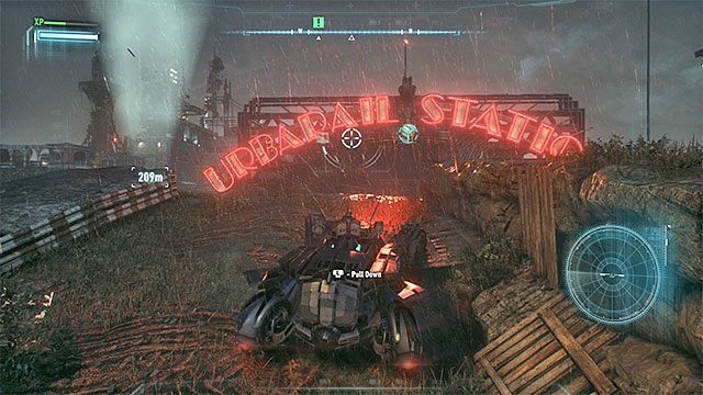 Pierwszy interaktywny zaczep to duży neon - Użycie anteny na dachu studia filmowego do zlokalizowania Stracha na Wróble | Główny wątek fabularny - Batman Arkham Knight - poradnik do gry