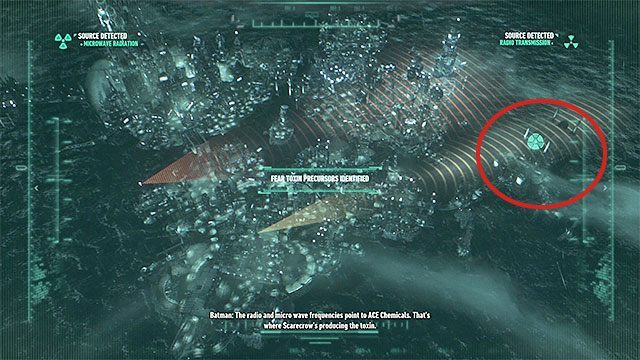 Do rozwiązania jest teraz prosta zagadka polegająca na prawidłowym obróceniu obu odbiorników - Użycie anteny w stoczni Falconea do zlokalizowania Stracha na Wróble | Główny wątek fabularny - Batman Arkham Knight - poradnik do gry