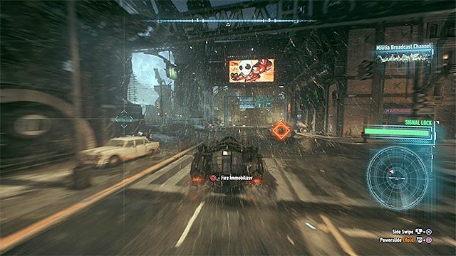 Uaktywnij zawsze haker dronów po tym jak wrogi pojazd zostanie całkowicie namierzony - Eskortowanie komisarza Gordona w drodze do wieży zegarowej | Główny wątek fabularny - Batman Arkham Knight - poradnik do gry