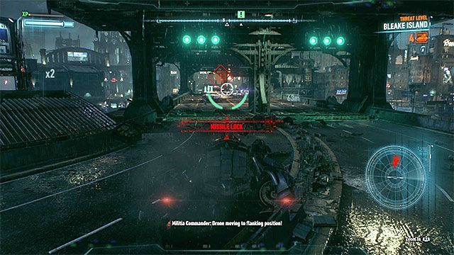 Niszcz szybko wystrzeliwane w stronę batmobilu rakiety - Śledzenie pojazdu rycerza Arkham z pomocą skanera kryminalistycznego - kontynuacja | Główny wątek fabularny - Batman Arkham Knight - poradnik do gry