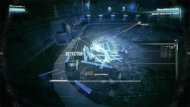 Miejsce, w którym Barbara znalazła się po wyskoczeniu z auta - Zbadanie miejsca wypadku w poszukiwaniu śladów | Główny wątek fabularny - Batman Arkham Knight - poradnik do gry
