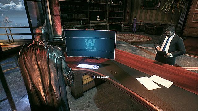 Użyj komputera w biurze Bruce Waynea - Udanie się do wieżowca Wayne Tower z zamiarem przeanalizowania protokołów szyfrowania | Główny wątek fabularny - Batman Arkham Knight - poradnik do gry
