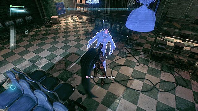 Musisz ogłuszyć wyrośniętego przeciwnika peleryną zanim zaczniesz go osłabiać - Wyeliminowanie wrogów przebywających w tunelach | Główny wątek fabularny - Batman Arkham Knight - poradnik do gry