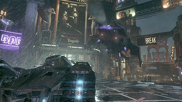 Zaparkuj w wyznaczonym miejscu żeby Batwing mógł zamontować ulepszenie - Zatrzymanie wrogiego pojazdu opancerzonego i przesłuchanie kierowcy | Główny wątek fabularny - Batman Arkham Knight - poradnik do gry