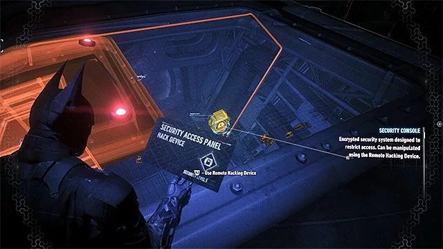 Załącz tryb detektywa i włam się do odnalezionego panelu kontrolnego - Zbadanie pierwszego sterowca | Główny wątek fabularny w Batman Arkham Knight - Batman Arkham Knight - poradnik do gry