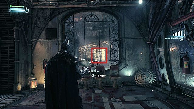 Przechyl sterowiec żeby doprowadzić do przesunięcia dużej skrzyni - Zbadanie pierwszego sterowca | Główny wątek fabularny w Batman Arkham Knight - Batman Arkham Knight - poradnik do gry