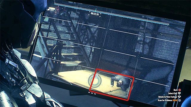 Przejdź teraz do podglądu z prawej górnej kamery i przewiń nagranie do około 22 sekundy - Zniszczenie działek obronnych na drugim sterowcu | Główny wątek fabularny - Batman Arkham Knight - poradnik do gry