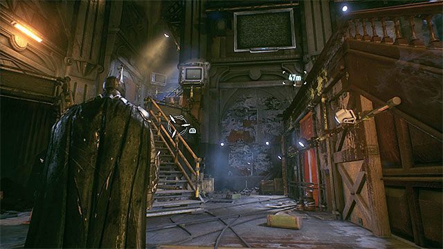Schody prowadzące do pomieszczenia z Christiną - Pojmanie Christiny Bell przebywającej na scenie B | Główny wątek fabularny - Batman Arkham Knight - poradnik do gry