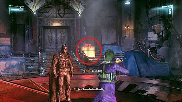 Miejsce rozbrojenia pierwszej bomby - Pojmanie Johnnyego Charismy przebywającego na scenie C | Główny wątek fabularny - Batman Arkham Knight - poradnik do gry