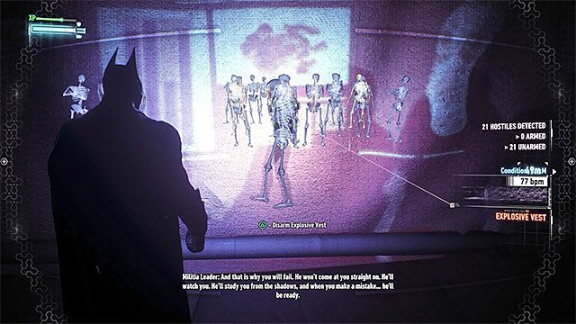 Odpal nokaut po tym jak znajdziesz się po drugiej stronie ekranu projektora - Odnalezienie komisarza Gordona w opuszczonym centrum handlowym | Główny wątek fabularny - Batman Arkham Knight - poradnik do gry