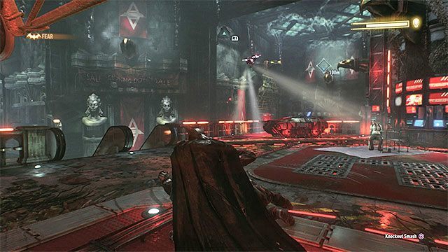 Latającego drona możesz tymczasowo oślepiać, ale przez większość czasu lepiej go unikać - Pokonanie rycerza Arkham | Główny wątek fabularny w Batman Arkham Knight - Batman Arkham Knight - poradnik do gry