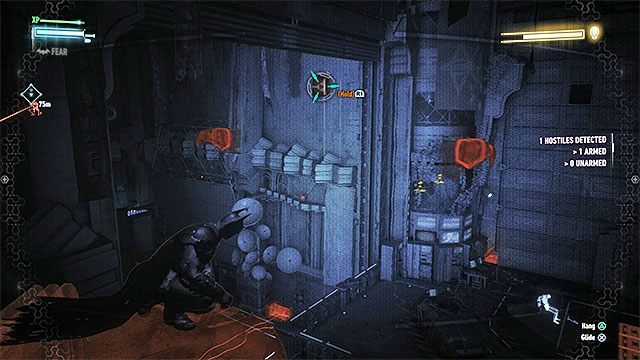 Dotrzyj do kratki pionowego szybu i wykorzystaj kolejne tunele żeby zbliżyć się do bossa - Rycerz Arkham (Arkham Knight) - czwarte starcie (bezpośrednia konfrontacja) | Pojedynki z bossami - Batman Arkham Knight - poradnik do gry