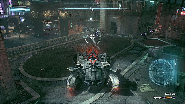 Możesz doskoczyć batmobilem do odgrodzonego obszaru lub samemu rozprawić się z wrogami - Przejmij kontrolę nad drogami (Own the Roads) | Poszukiwani przestępcy - Batman Arkham Knight - poradnik do gry