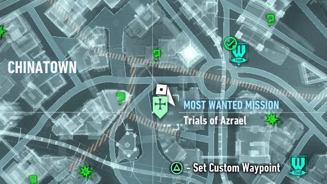 Kolejny płonący znak nietoperza możesz odnaleźć na dachu w dzielnicy Chinatown na wyspie Bleake Island - Spadkobierca maski (Heir to the Cowl) | Poszukiwani przestępcy - Batman Arkham Knight - poradnik do gry