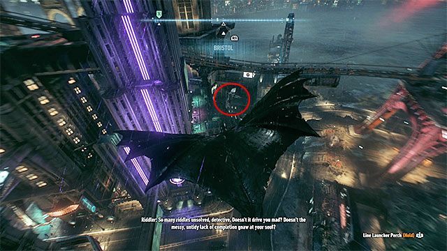 Użyj opcji szybowania żeby zbliżyć się w locie do potwora - Nocny stwór (Creature of the Night) | Poszukiwani przestępcy - Batman Arkham Knight - poradnik do gry