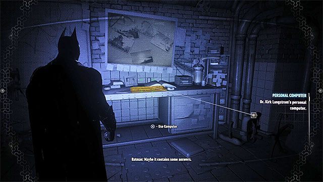 Komputer w laboratorium Langstroma - Nocny stwór (Creature of the Night) | Poszukiwani przestępcy - Batman Arkham Knight - poradnik do gry