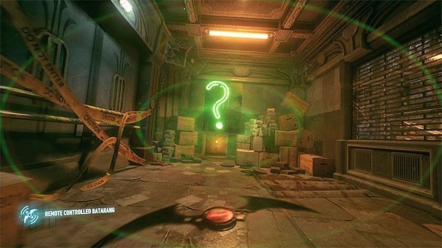 Musisz naprowadzić zdalny batarang na pytajnik - Trofea Człowieka-Zagadki w studiu filmowym Panessa (11-21) | Sekrety - Studia Panessa - Batman Arkham Knight - poradnik do gry