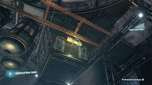 Wymagane gadżety: urządzenie do zdalnego hakowania, impuls elektryczny, hak - Trofea Człowieka-Zagadki na pokładach sterowców Stagga (1-10) | Sekrety - Sterowce Stagga - Batman Arkham Knight - poradnik do gry