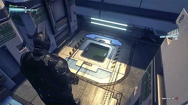 Skorzystaj z szybu żeby dotrzeć do trofeum - Trofea Człowieka-Zagadki na pokładach sterowców Stagga (1-10) | Sekrety - Sterowce Stagga - Batman Arkham Knight - poradnik do gry