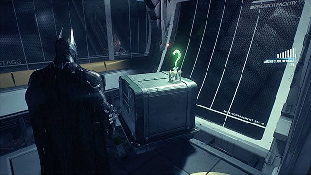 Trofeum jest w dobrze widocznym miejscu - Trofea Człowieka-Zagadki na pokładach sterowców Stagga (1-10) | Sekrety - Sterowce Stagga - Batman Arkham Knight - poradnik do gry