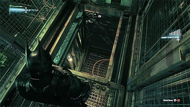 Zeskocz do miejsca, w którym jest ukryte trofeum - Trofea Człowieka-Zagadki na pokładach sterowców Stagga (11-21) | Sekrety - Sterowce Stagga - Batman Arkham Knight - poradnik do gry