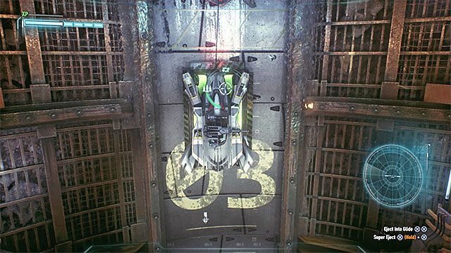 Ustaw batmobil na dużej pionowej płycie naciskowej - Trofea Człowieka-Zagadki w bazie rycerza Arkham (11-21) | Sekrety - Baza rycerza Arkham - Batman Arkham Knight - poradnik do gry